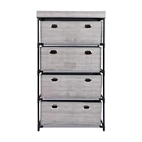 KSP Softstor '4-Drawer' Fabric Cabinet Linen Look (Grey) 55x30x100 cm