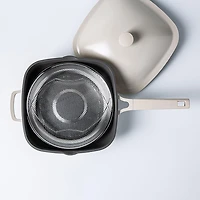 One-Pan Quadra Deep Fry Pan-W Steamer 10in 26 Cm / 3.7 L (Cream)