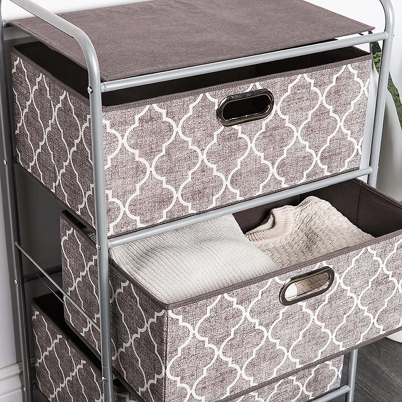 KSP Rollstor 3-Drawer Fabric Storage Cart (Grey) 55 x 35.5 x 89 cm