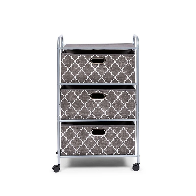 KSP Rollstor 3-Drawer Fabric Storage Cart (Grey) 55 x 35.5 x 89 cm