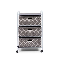 KSP Rollstor 3-Drawer Fabric Storage Cart (Grey) 55 x 35.5 x 89 cm