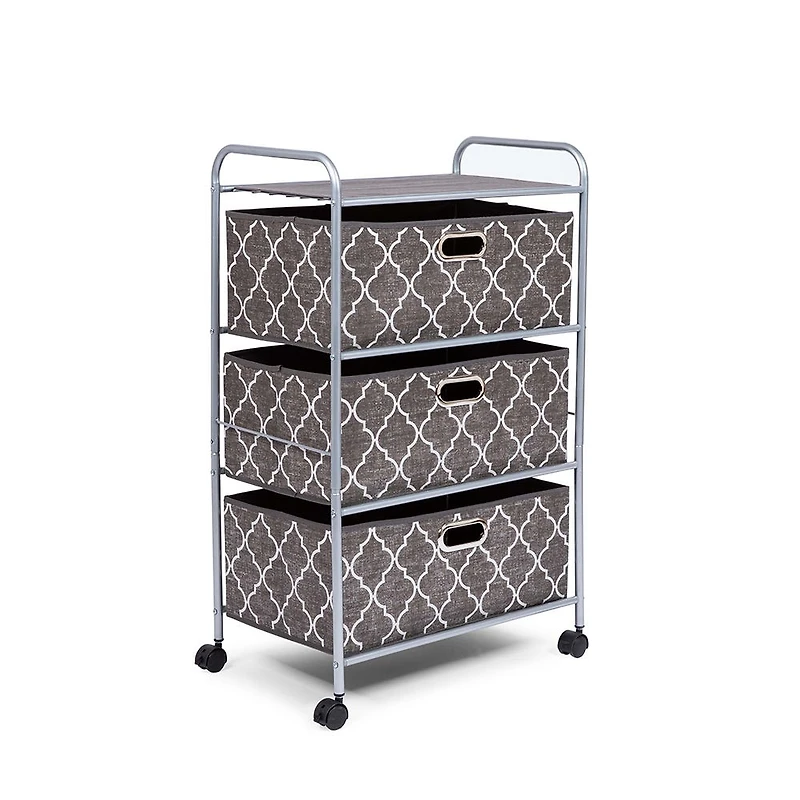 KSP Rollstor 3-Drawer Fabric Storage Cart (Grey) 55 x 35.5 x 89 cm