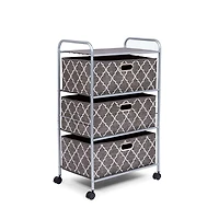 KSP Rollstor 3-Drawer Fabric Storage Cart (Grey) 55 x 35.5 x 89 cm