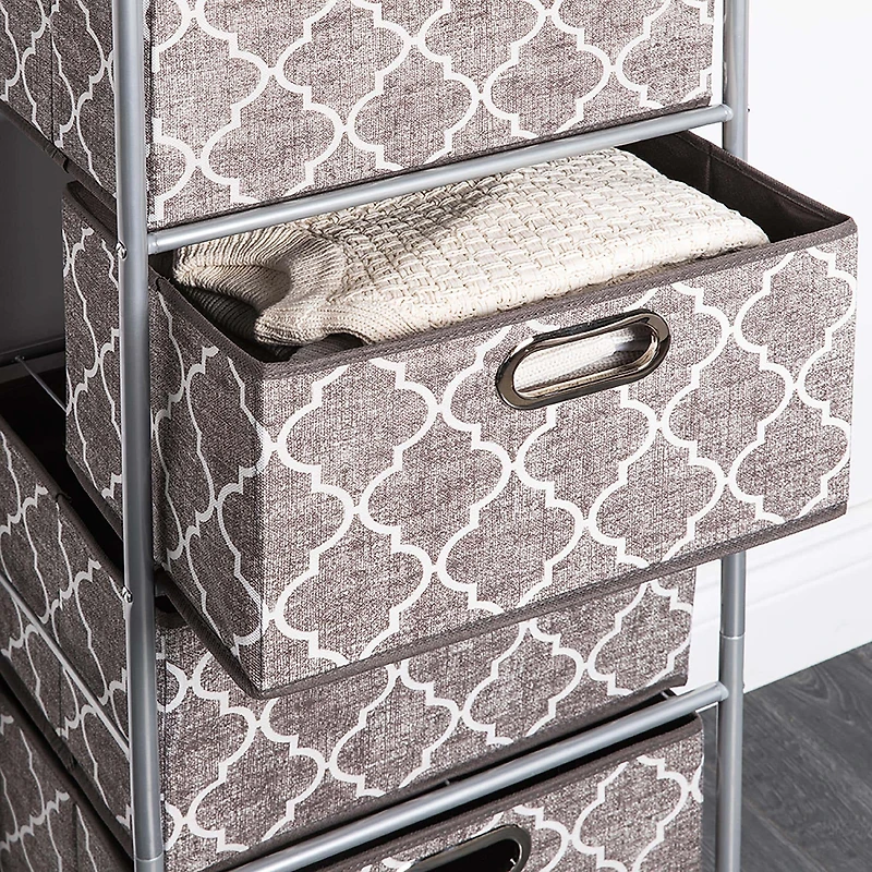 KSP Rollstor 4-Drawer Fabric Storage Cart (Grey) 41.5 x 31 x 113 cm