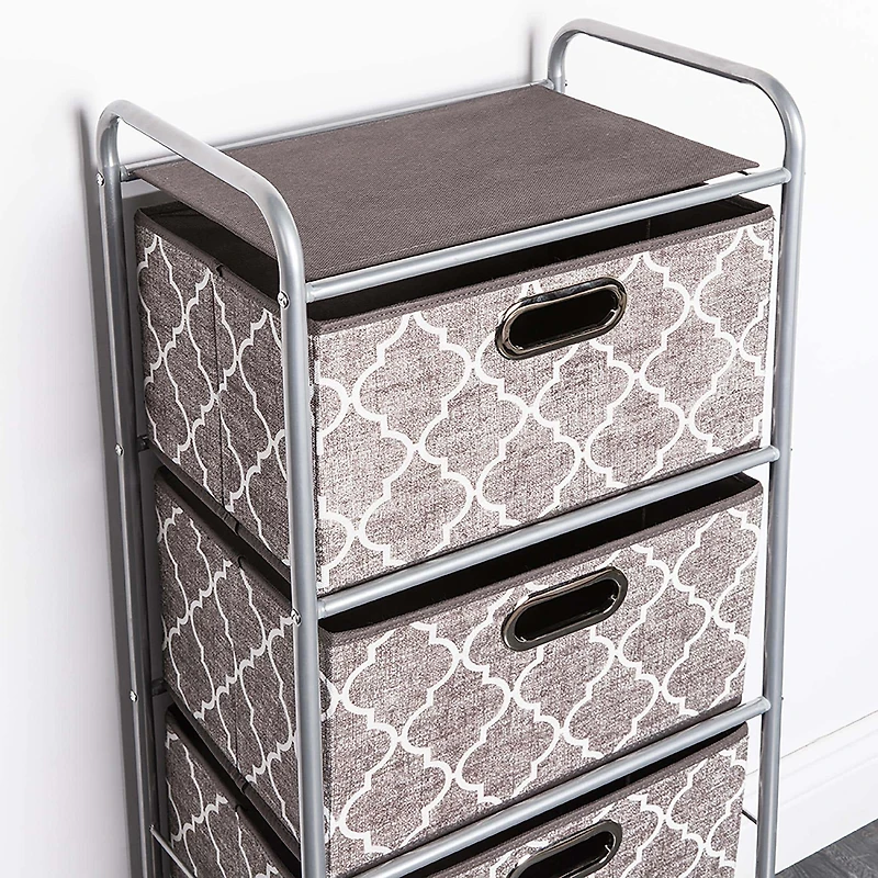 KSP Rollstor 4-Drawer Fabric Storage Cart (Grey) 41.5 x 31 x 113 cm
