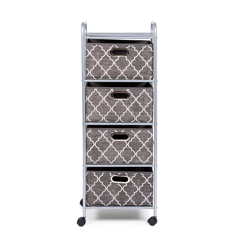 KSP Rollstor 4-Drawer Fabric Storage Cart (Grey) 41.5 x 31 x 113 cm