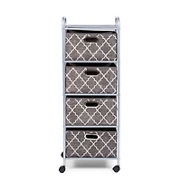 KSP Rollstor 4-Drawer Fabric Storage Cart (Grey) 41.5 x 31 x 113 cm