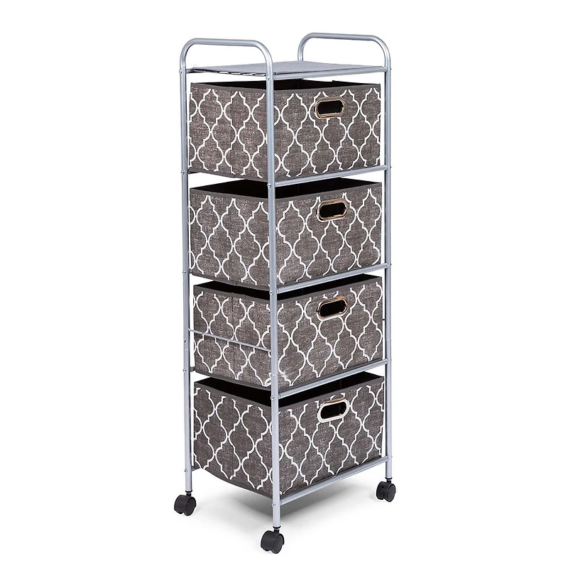 KSP Rollstor 4-Drawer Fabric Storage Cart (Grey) 41.5 x 31 x 113 cm