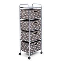 KSP Rollstor 4-Drawer Fabric Storage Cart (Grey) 41.5 x 31 x 113 cm