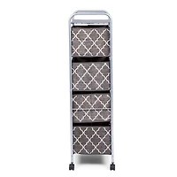 KSP Rollstor 4-Drawer Fabric Storage Cart (Grey) 41.5 x 31 x 113 cm
