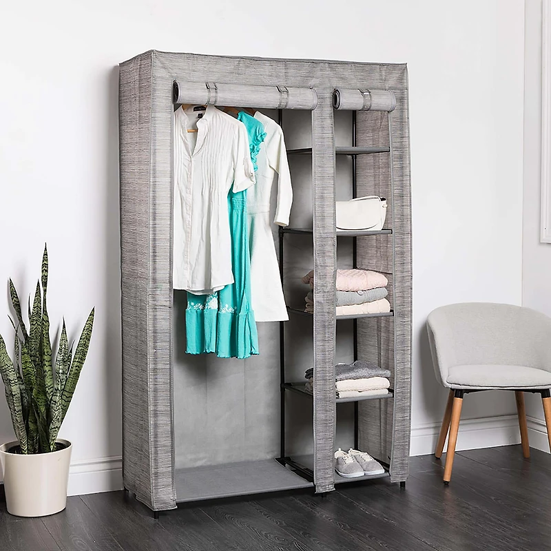 KSP Softstor 'Linen Look' Fabric Wardrobe (Grey)