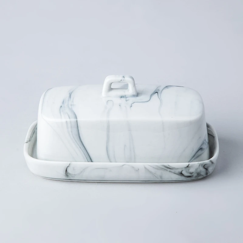 KSP Marble Porcelain Butter Dish (White/Grey)