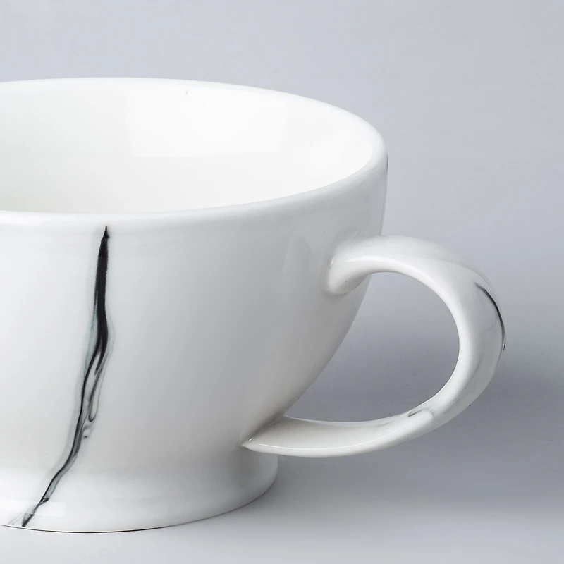 KSP Marble Porcelain Cafe Latte Cup (White/Grey)