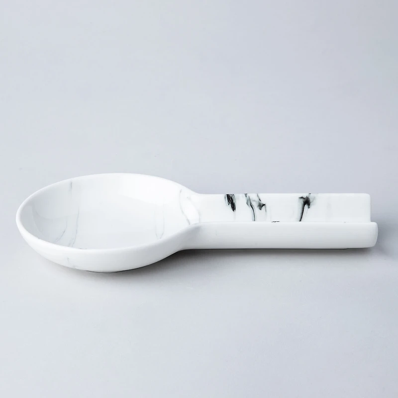 KSP Marble Porcelain Flat Spoon Rest (White/Grey) 24 x 12.5 x 3 cm