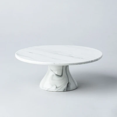 KSP Marble Porcelain Footed Cake Plate (White/Grey