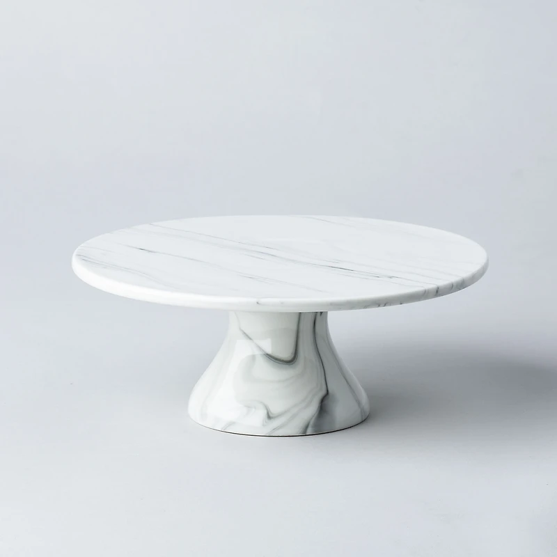 KSP Marble Porcelain Footed Cake Plate (White/Grey