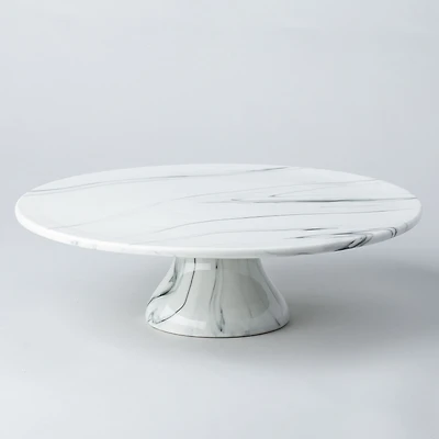 KSP Marble Porcelain Large Footed Cake Plate (White/Grey)