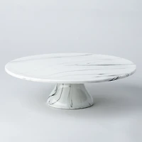 KSP Marble Porcelain Large Footed Cake Plate (White/Grey)