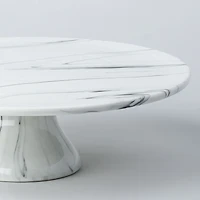 KSP Marble Porcelain Large Footed Cake Plate (White/Grey)