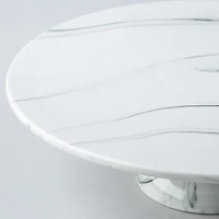 KSP Marble Porcelain Large Footed Cake Plate (White/Grey)