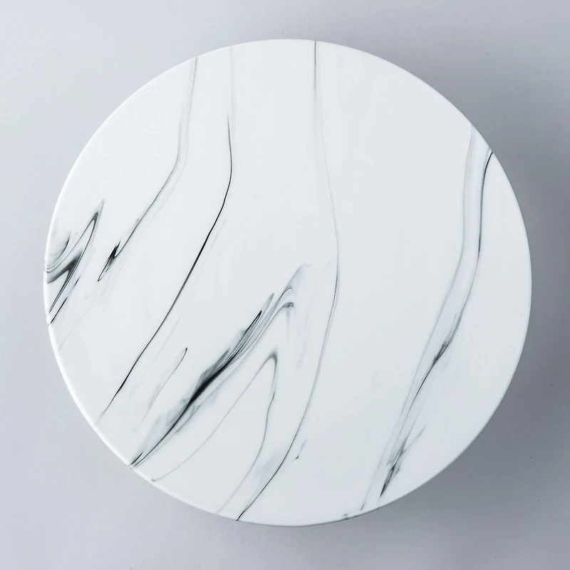 KSP Marble Porcelain Large Footed Cake Plate (White/Grey)