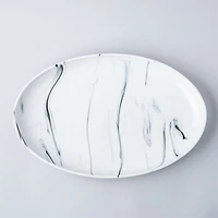 KSP Marble Porcelain Oval Platter (White/Grey)