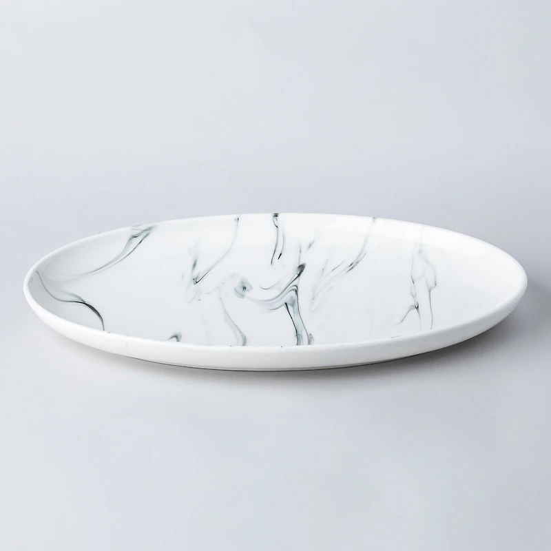KSP Marble Porcelain Oval Platter (White/Grey)