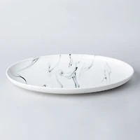 KSP Marble Porcelain Oval Platter (White/Grey)