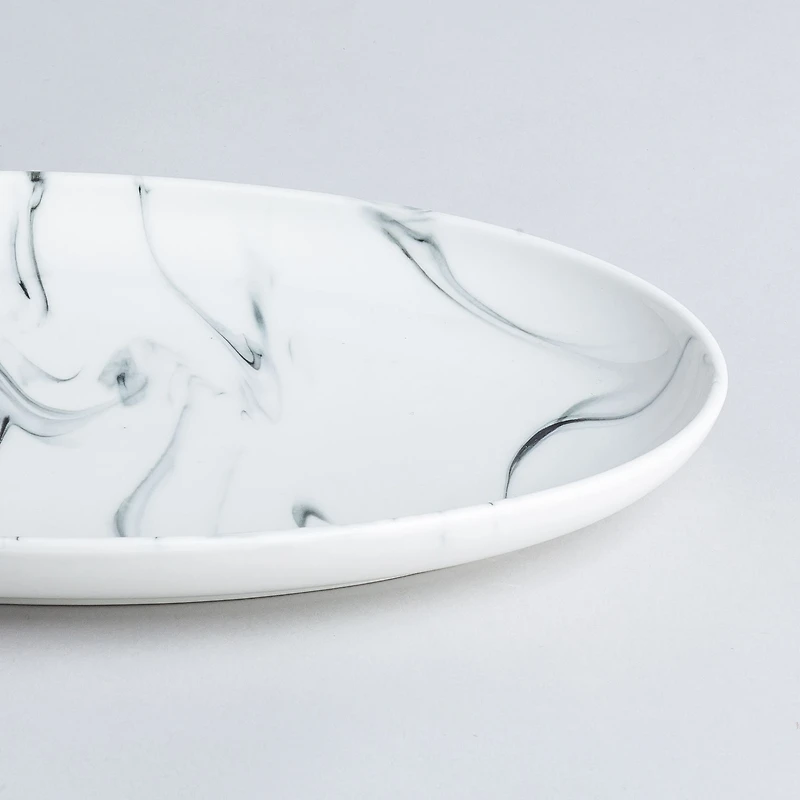 KSP Marble Porcelain Oval Platter (White/Grey)