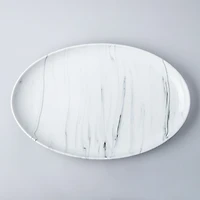 KSP Marble Porcelain Large Oval Platter (White/Grey)