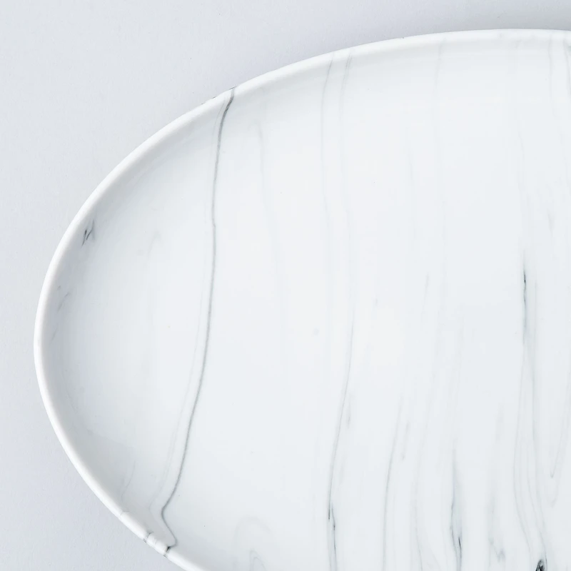 KSP Marble Porcelain Large Oval Platter (White/Grey)