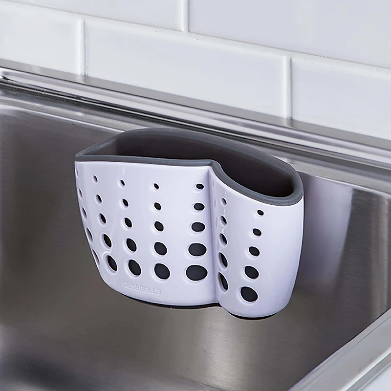 Casabella Sink Sider Suction Cup Sponge Holder (White/Grey)