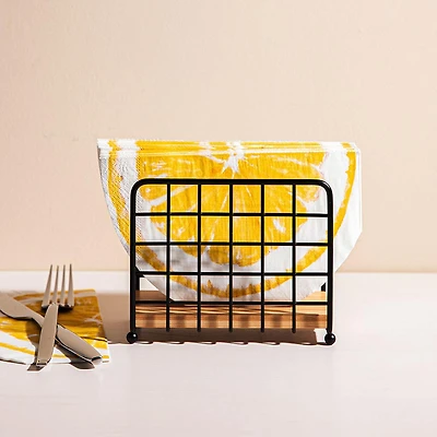 KSP Natura Bamboo & Wire Napkin Holder Verticle (Black/Natural)