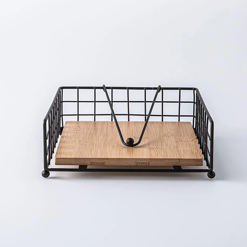 KSP Natura Bamboo & Wire Napkin Holder (Black/Natural)