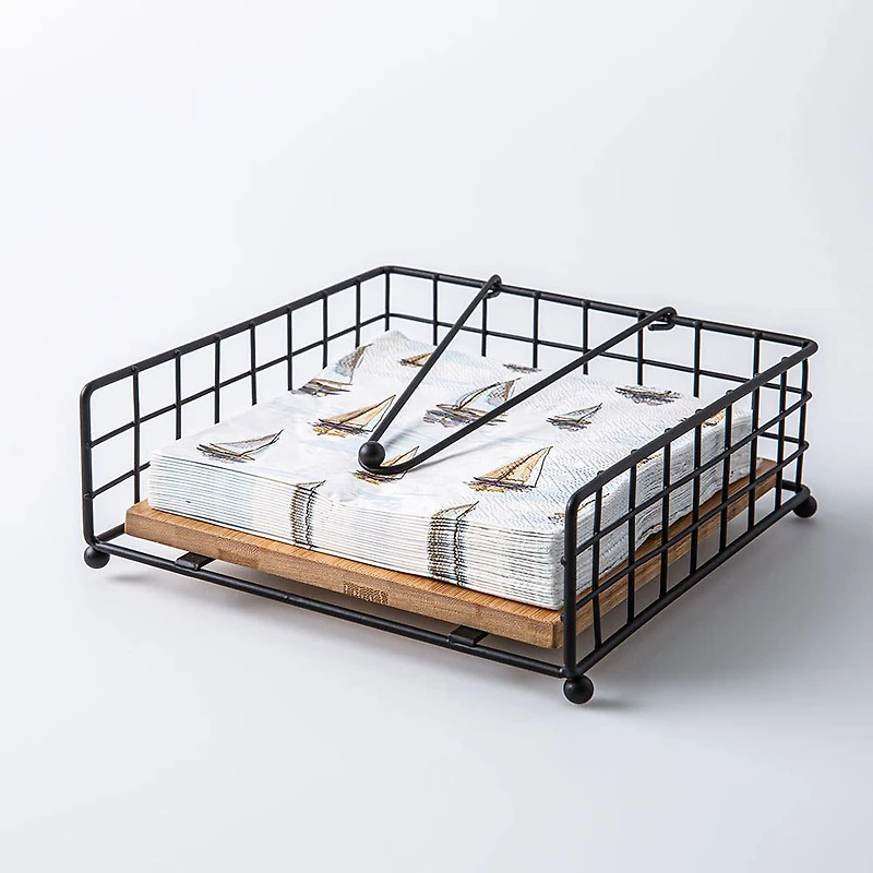KSP Natura Bamboo & Wire Napkin Holder (Black/Natural)