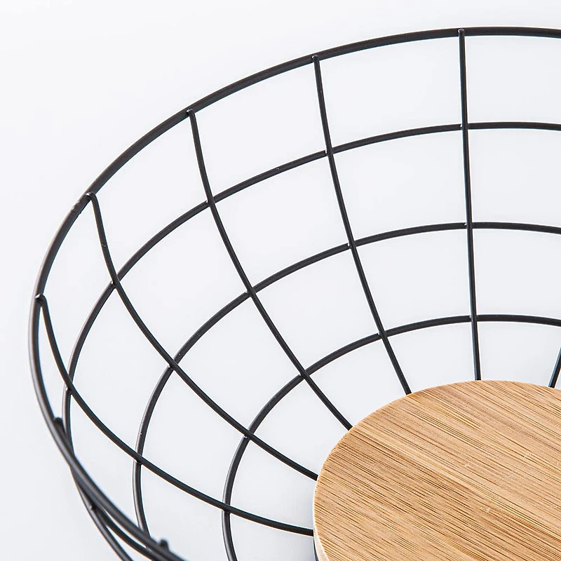 KSP Natura Bamboo & Wire Fruit Basket (Black/Natural)
