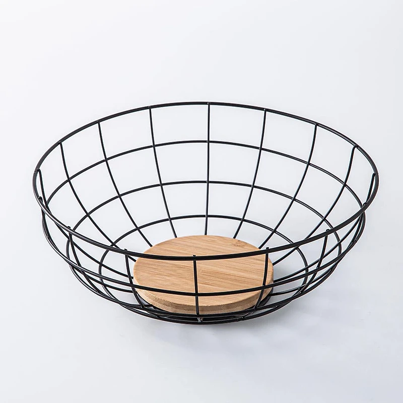 KSP Natura Bamboo & Wire Fruit Basket (Black/Natural)