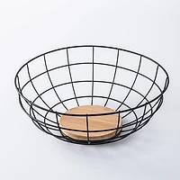 KSP Natura Bamboo & Wire Fruit Basket (Black/Natural)