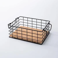 KSP Natura 'Small' Bamboo & Wire Stackable Basket (Black/Natural)