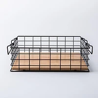 KSP Natura 'Large' Bamboo & Wire Stackable Basket (Black/Natural)