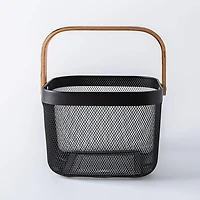 KSP Natura 'Square' Bamboo & Mesh Wire Basket (Black/Natural)