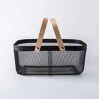 KSP Natura 'Rectangle' Bamboo & Mesh Wire Basket (Black/Natural)