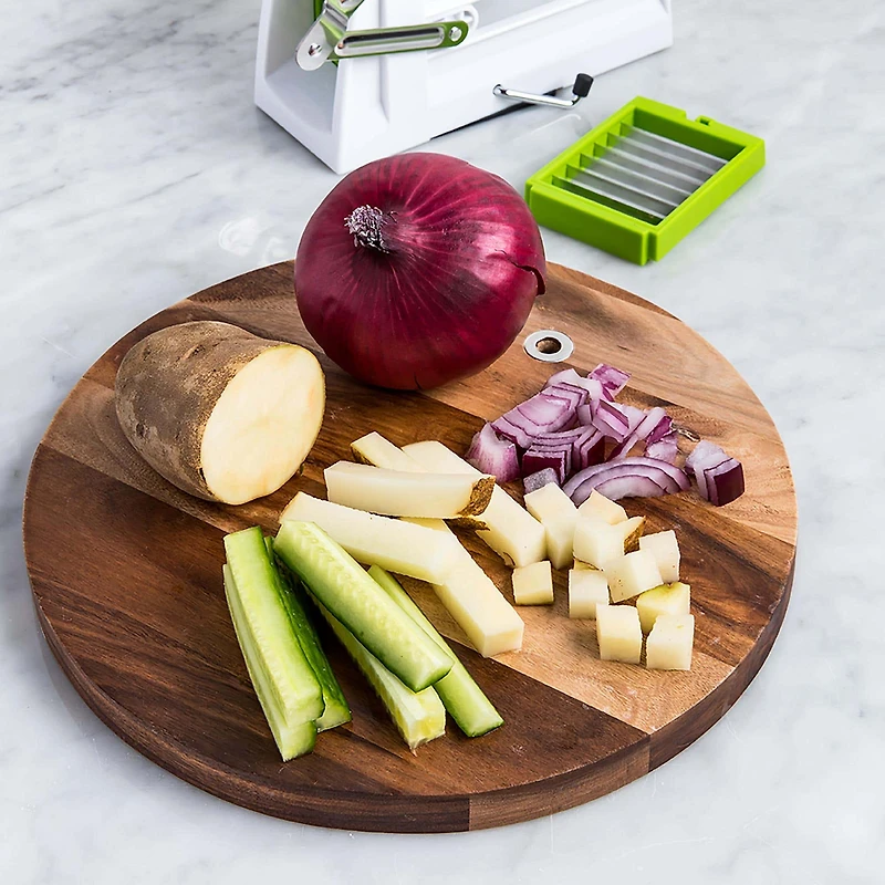 Starfrit 3-In-1 Pro Fry Cutter and Cuber (White/Green)