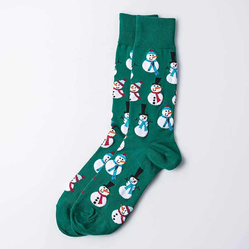 Hotsox Men's 'Snowmen' Crew Socks - Set of 2 (Green)