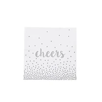 Harman 3-Ply 'Cheers' Paper Napkin (White/Silver)