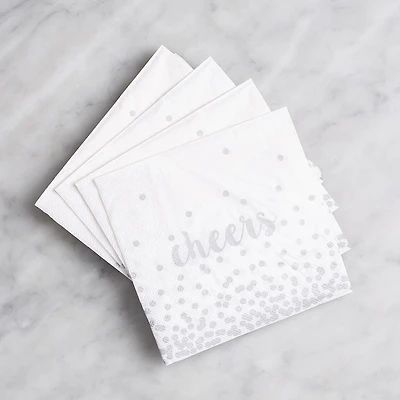 Harman 3-Ply 'Cheers' Paper Napkin (White/Silver)