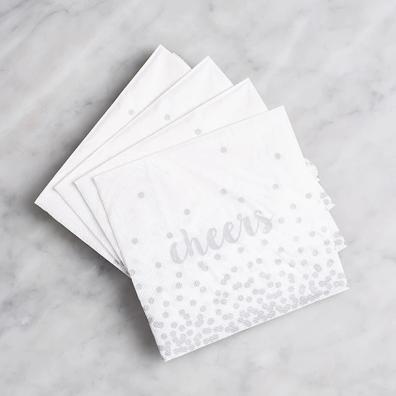 Harman 3-Ply 'Cheers' Paper Napkin (White/Silver)