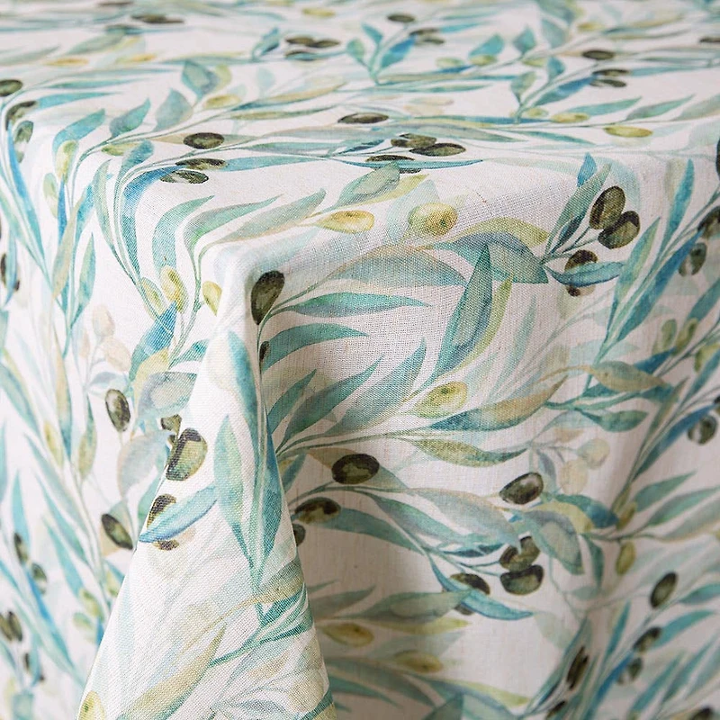 Harman Printed 'Mixed Olive' Linen Tablecloth (60x90")