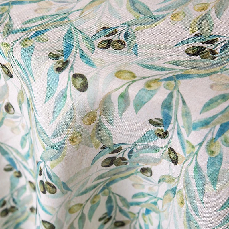 Harman Printed 'Mixed Olive' Linen Tablecloth (70" dia.)