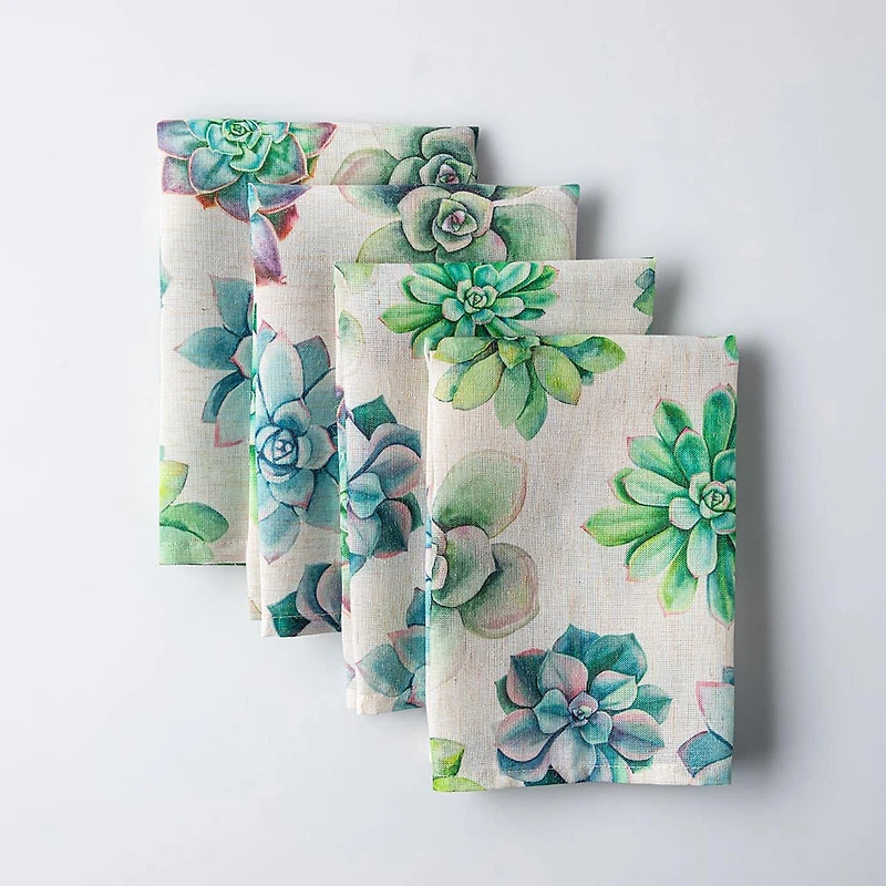 Harman Printed 'Succulent' Linen Napkin - Set of 4